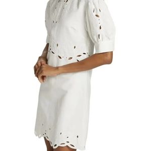 NEW Derek Lam 10 Crosby Everett Embroidered Eyelet Linen Mini Dress Woman's Sz12